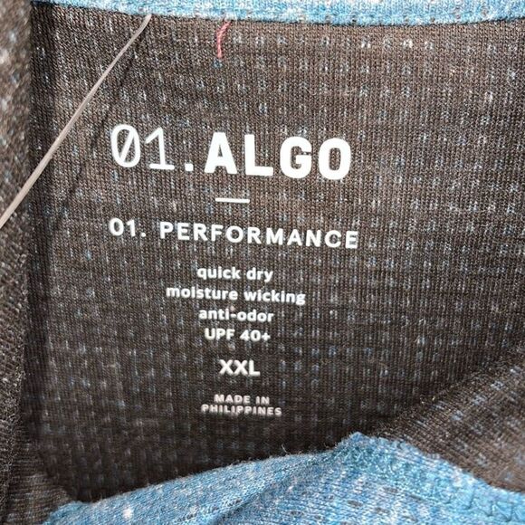 01.Algo Performance Sweater Men XXLarge Teal Blue Hoodie Sweatshirt Pullover SPF - Picture 7 of 10